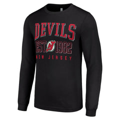 New Jersey Devils Starter Retro Graphic Long Sleeve Crew T-Shirt - Black - NHL