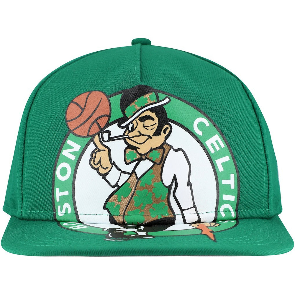 Boston Celtics Oversized Puff Print Logo Golfer Snapback Hat Kelly Green - NBA