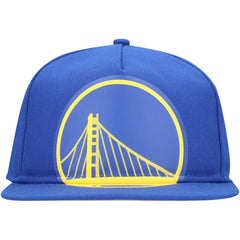 Golden State Warriors Oversized Puff Print Logo Golfer Snapback Hat Royal - NBA