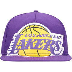 Los Angeles Lakers Oversized Puff Print Logo Golfer Snapback Hat Purple - NBA