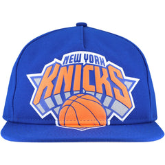New York Knicks Oversized Puff Print Logo Golfer Snapback Hat Blue - NBA