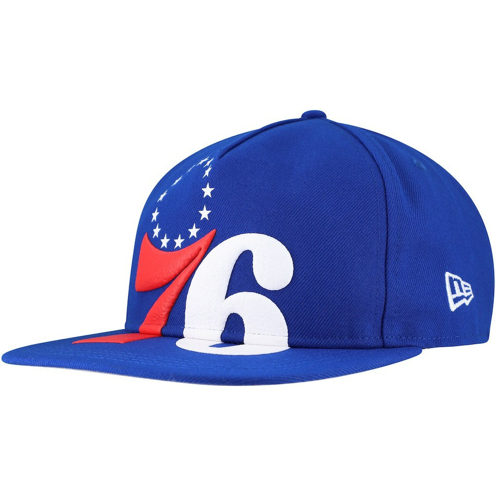 Philadelphia 76ers Oversized Puff Print Logo Golfer Snapback Hat Royal - NBA