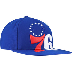 Philadelphia 76ers Oversized Puff Print Logo Golfer Snapback Hat Royal - NBA