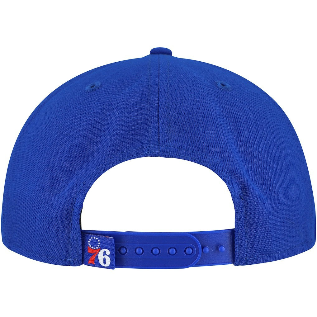 Philadelphia 76ers Oversized Puff Print Logo Golfer Snapback Hat Royal - NBA