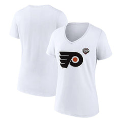 Philadelphia Flyers Fanatics Women's 2024 NHL Stadium Series Logo V-Neck T-shirt - White - NHL