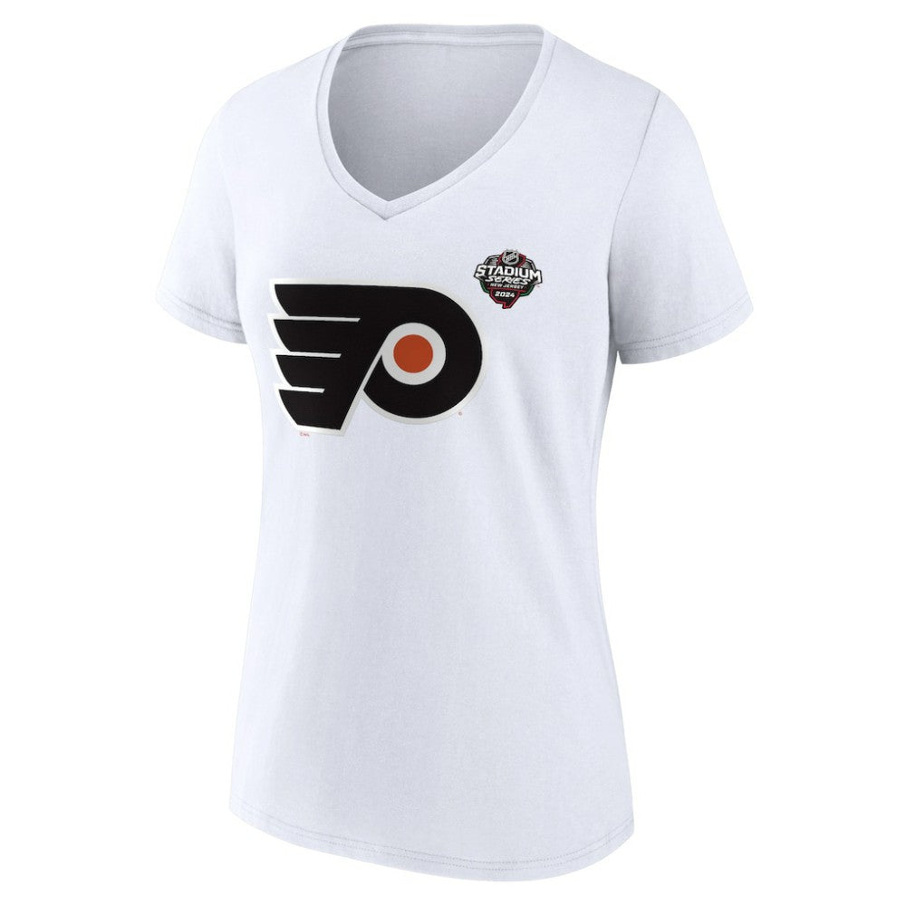 Philadelphia Flyers Fanatics Women's 2024 NHL Stadium Series Logo V-Neck T-shirt - White - NHL