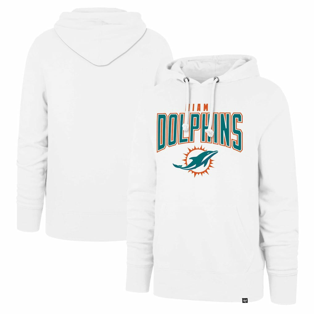 Miami Dolphins '47 Elements Arch Headline Pullover Hoodie White | 47 brand