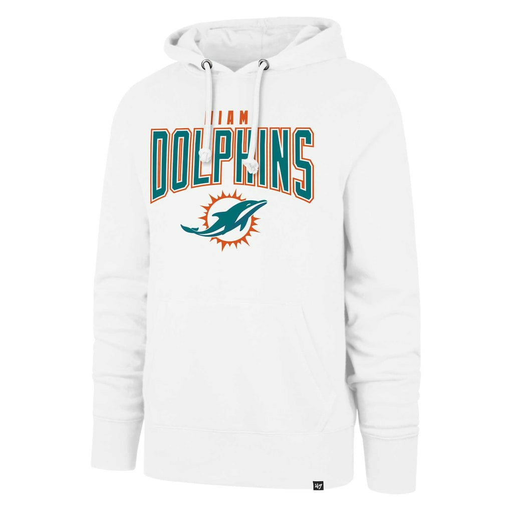 Miami Dolphins '47 Elements Arch Headline Pullover Hoodie White | 47 brand
