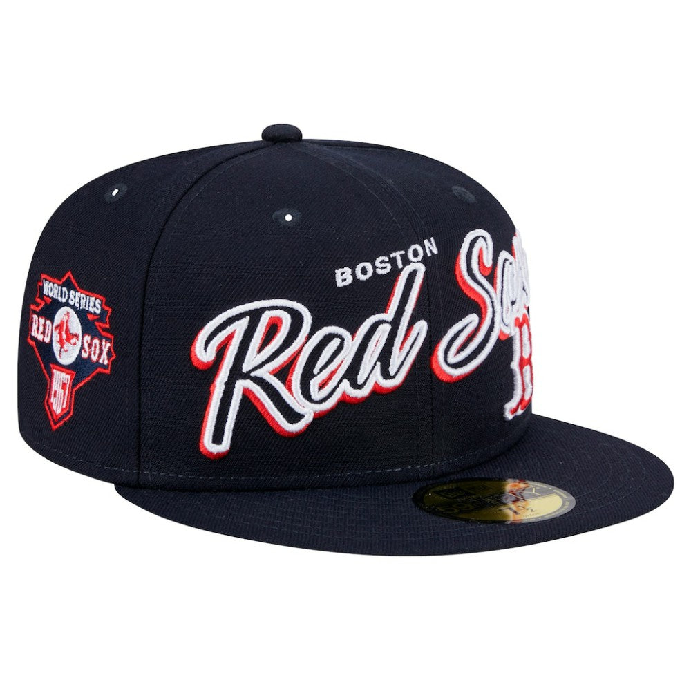 Boston Red Sox New Era Script Sided 59FIFTY Fitted Hat - MLB