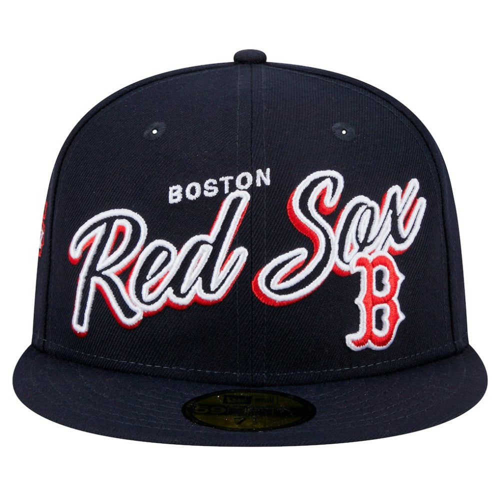 Boston Red Sox New Era Script Sided 59FIFTY Fitted Hat - MLB