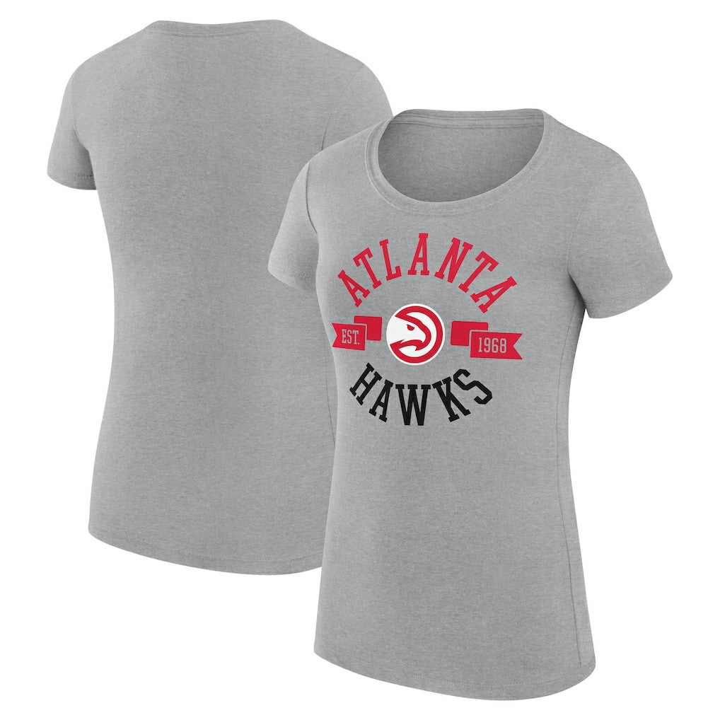Atlanta Hawks G-III 4Her by Carl Banks Women's Super-Slim Fit Lightweight Large City Logo T-Shirt Heather Gray - NBA
