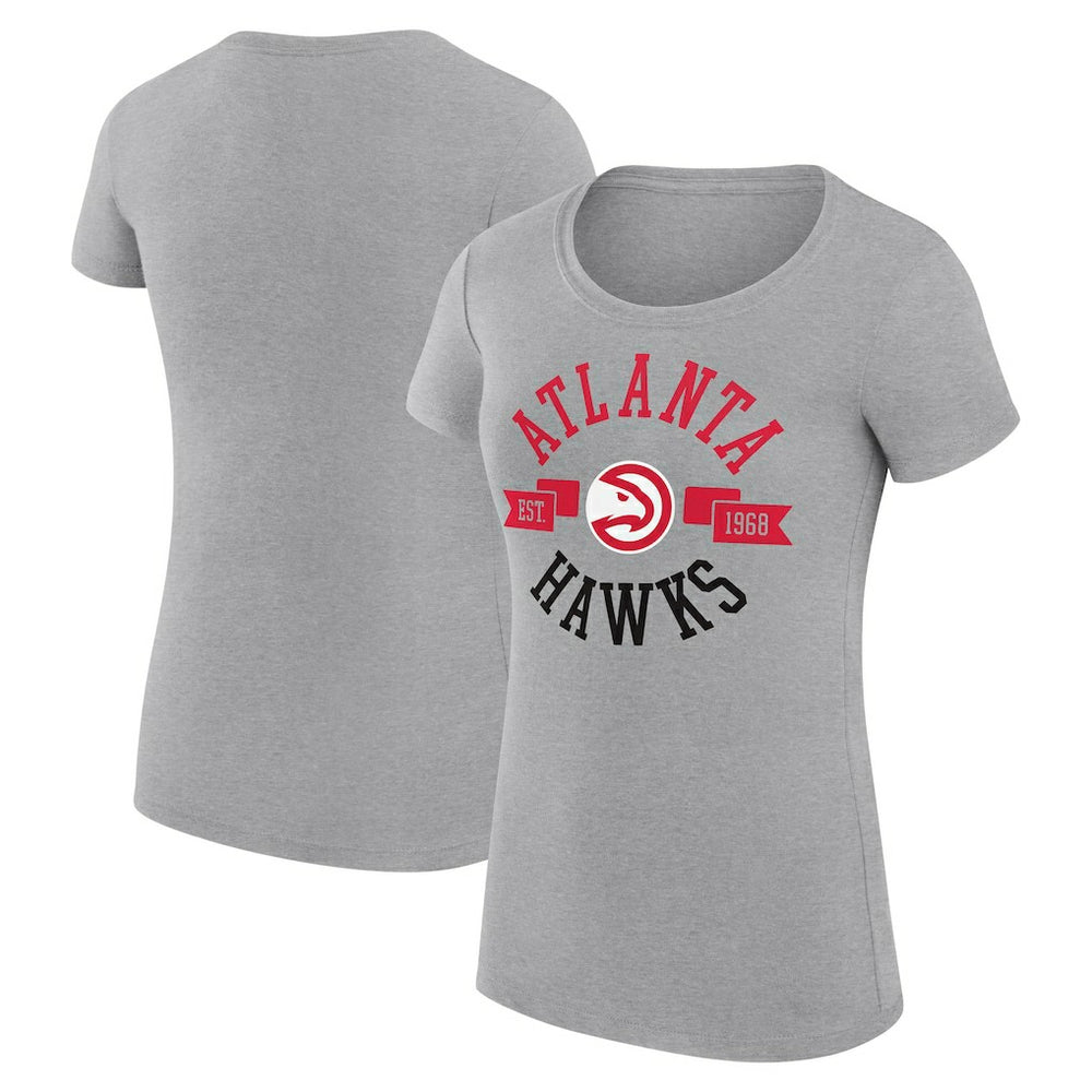 Atlanta Hawks G-III 4Her by Carl Banks Women's Super-Slim Fit Lightweight Large City Logo T-Shirt Heather Gray - NBA