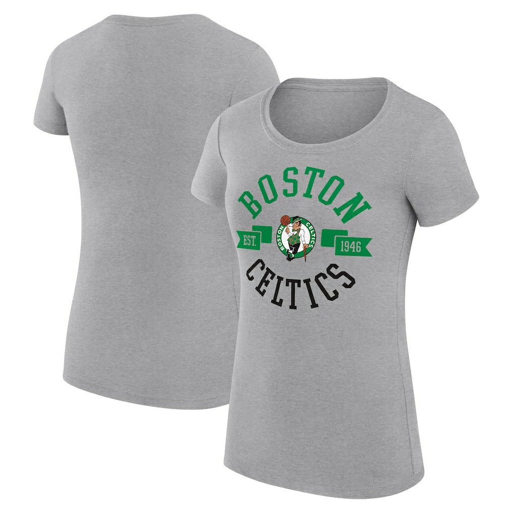 Boston Celtics G-III 4Her by Carl Banks Women's Super-Slim Fit Lightweight Large City Logo T-Shirt Heather Gray - NBA