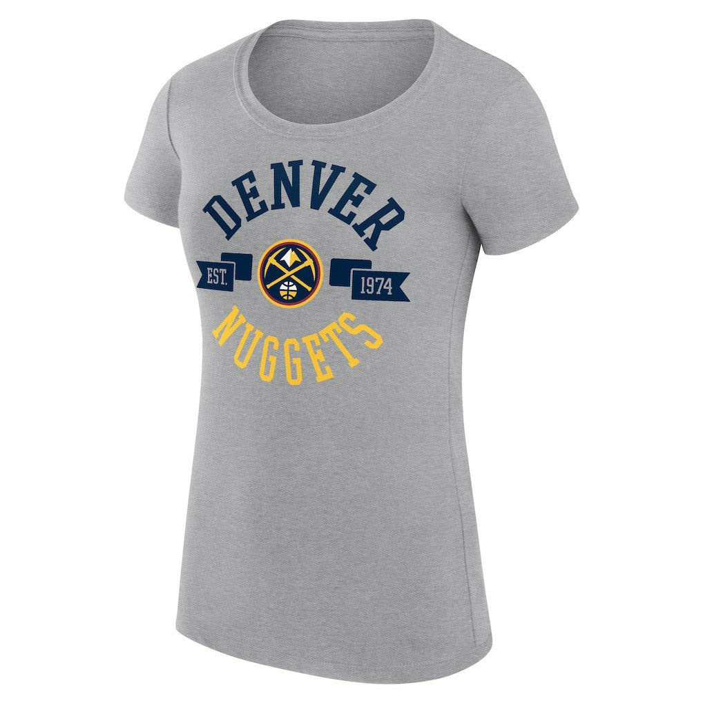 Denver Nuggets G-III 4Her by Carl Banks Women's Super-Slim Fit Lightweight Large City Logo T-Shirt Heather Gray - NBA
