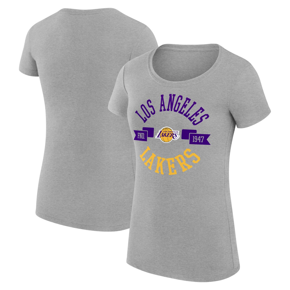 Los Angeles Lakers G-III 4Her by Carl Banks Women's Super-Slim Fit Lightweight Large City Logo T-Shirt Heather Gray - NBA