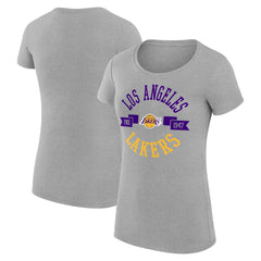Los Angeles Lakers G-III 4Her by Carl Banks Women's Super-Slim Fit Lightweight Large City Logo T-Shirt Heather Gray - NBA