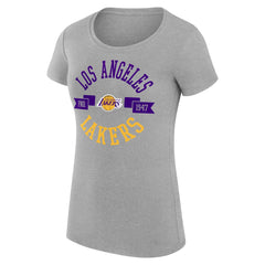 Los Angeles Lakers G-III 4Her by Carl Banks Women's Super-Slim Fit Lightweight Large City Logo T-Shirt Heather Gray - NBA
