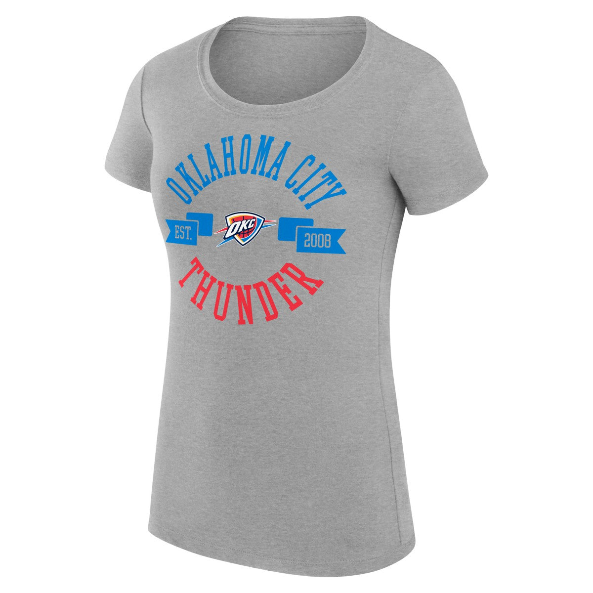 Oklahoma City Thunder G-III 4Her by Carl Banks Women's Super-Slim Fit Lightweight Large City Logo T-Shirt Heather Gray - NBA