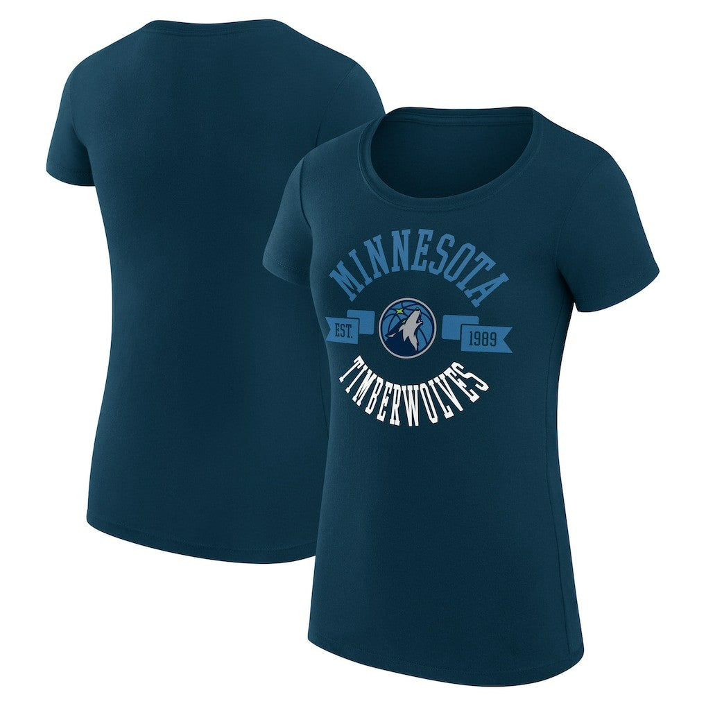 Minnesota Timberwolves G-III 4Her by Carl Banks Women's Super-Slim Fit Lightweight Large City Logo T-Shirt Navy - NBA