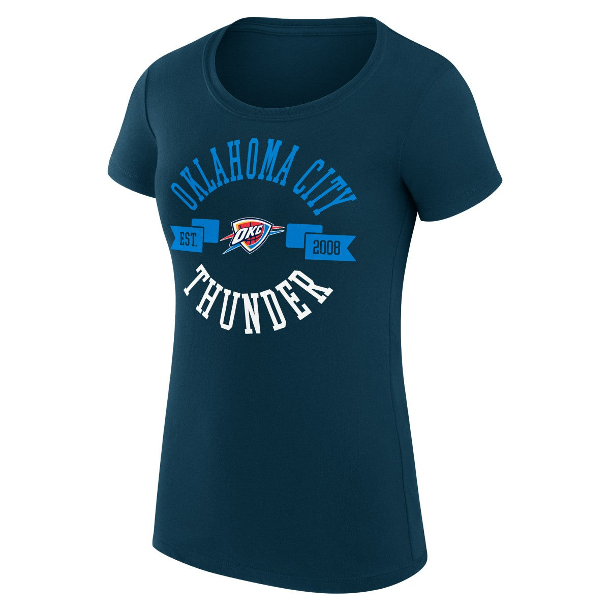 Oklahoma City Thunder G-III 4Her by Carl Banks Women's Super-Slim Fit Lightweight Large City Logo T-Shirt Navy - NBA