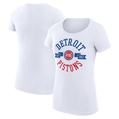 Detroit Pistons G-III 4Her by Carl Banks Women's Super-Slim Fit Lightweight Large City Logo T-Shirt White - NBA