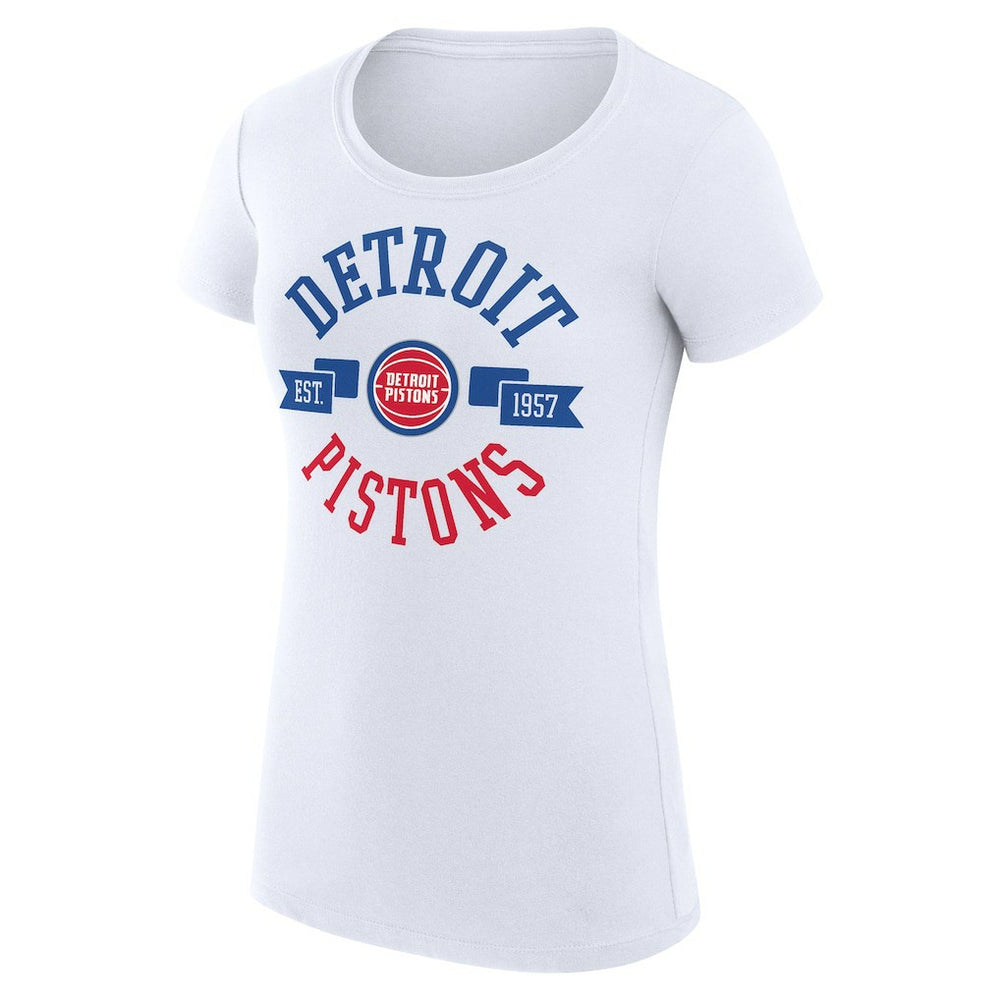 Detroit Pistons G-III 4Her by Carl Banks Women's Super-Slim Fit Lightweight Large City Logo T-Shirt White - NBA