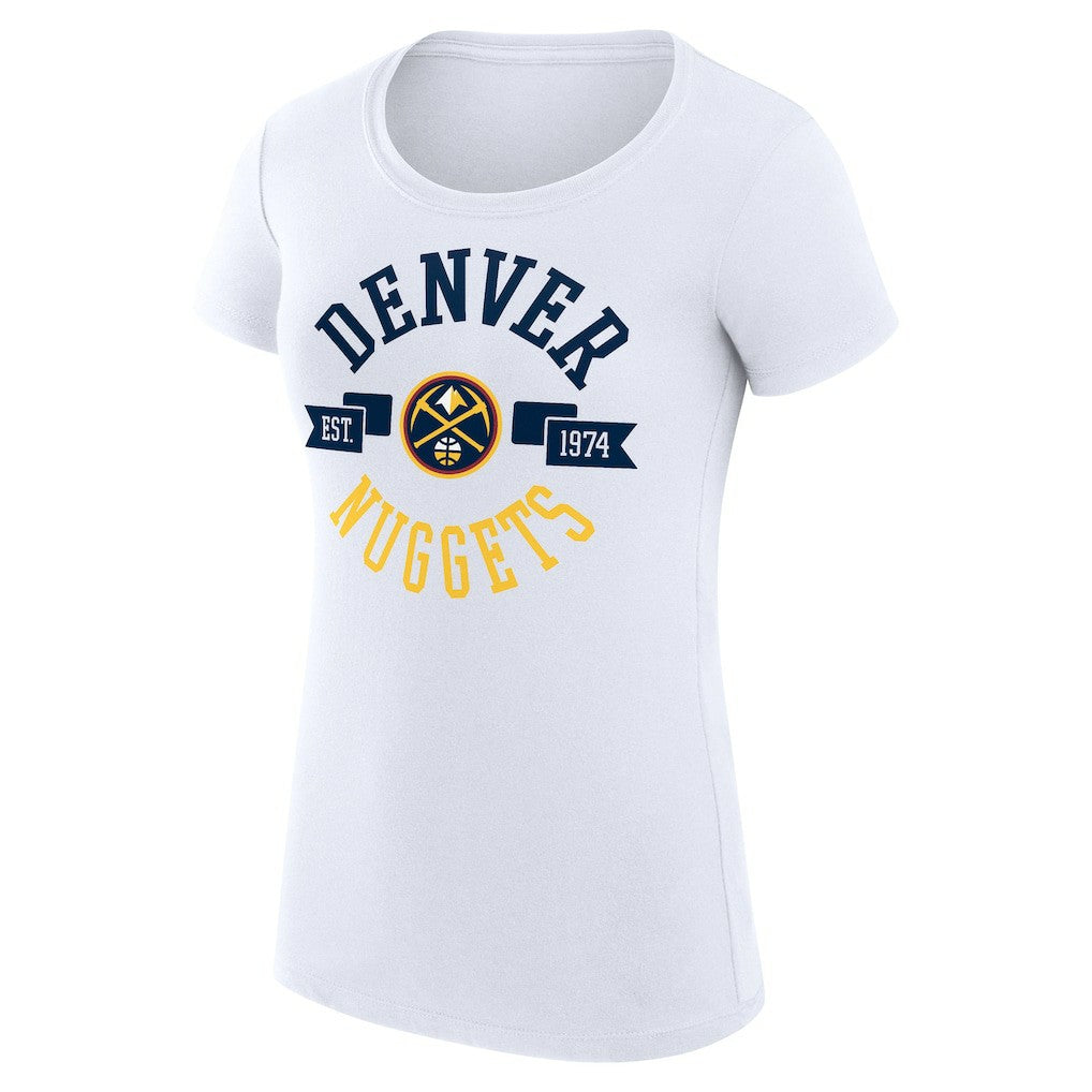 Denver Nuggets G-III 4Her by Carl Banks Women's Super-Slim Fit Lightweight Large City Logo T-Shirt White - NBA