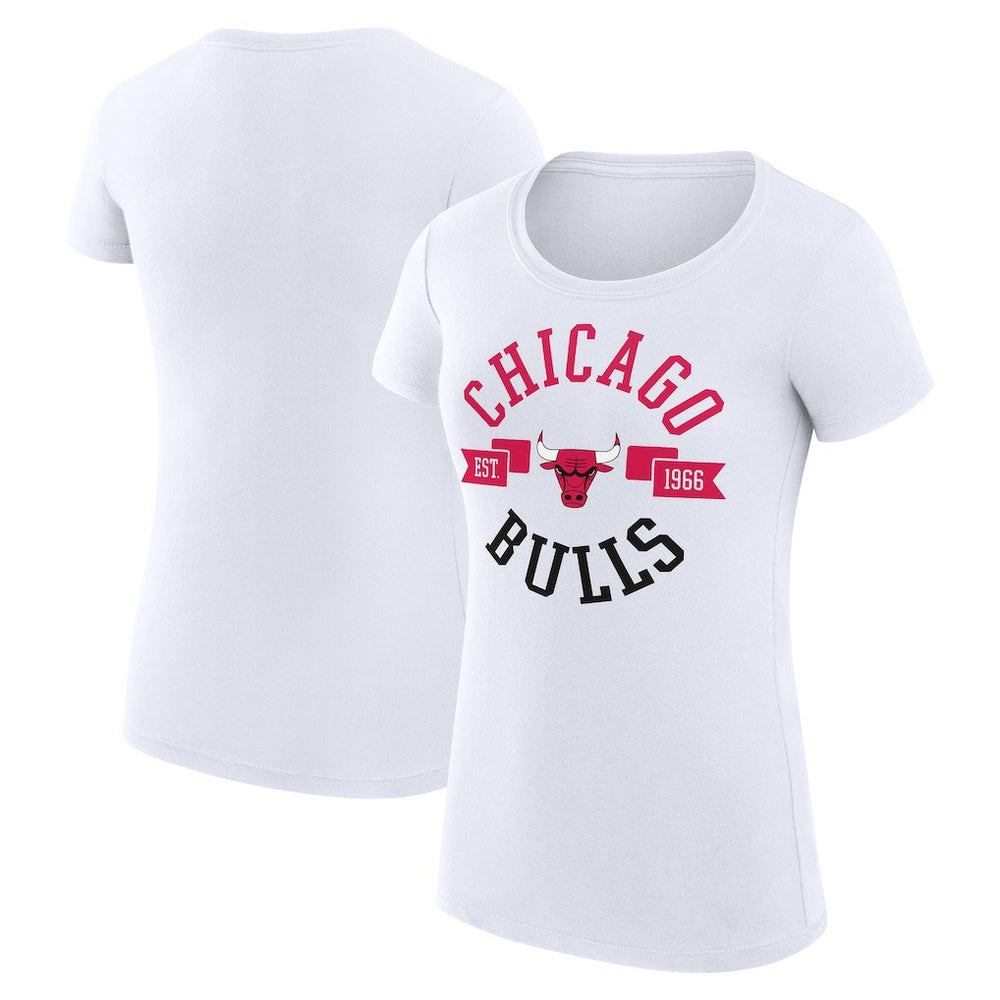 Chicago Bulls G-III 4Her by Carl Banks Women's Super-Slim Fit Lightweight Large City Logo T-Shirt White - NBA