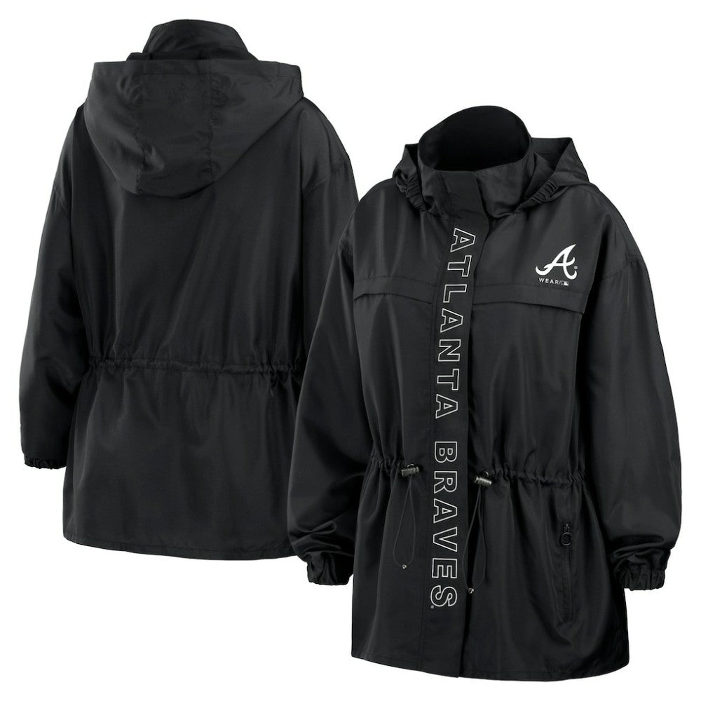 Atlanta Braves WEAR by Erin Andrews Women's Full-Zip Windbreaker Hoodie Jacket - MLB