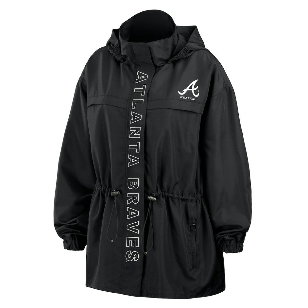 Atlanta Braves WEAR by Erin Andrews Women's Full-Zip Windbreaker Hoodie Jacket - MLB