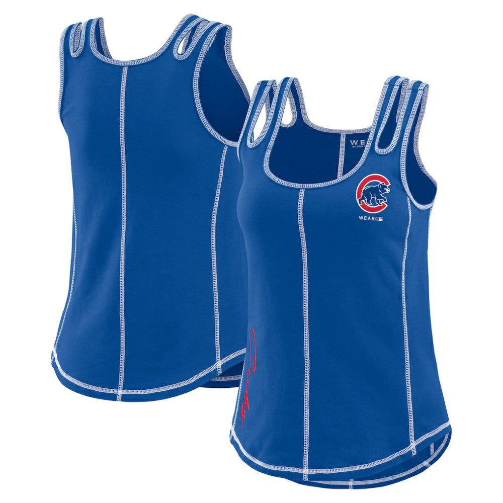 Chicago Cubs WEAR by Erin Andrews Women's Contrast Stitch Tank Top - MLB