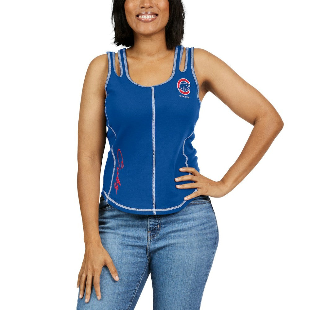 Chicago Cubs WEAR by Erin Andrews Women's Contrast Stitch Tank Top - MLB