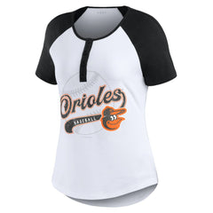 Baltimore Orioles WEAR by Erin Andrews Women's Fitted Henley Raglan T-Shirt - MLB