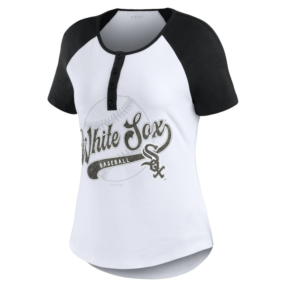 Chicago White Sox WEAR by Erin Andrews Women's Fitted Henley Raglan T-Shirt - MLB