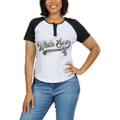 Chicago White Sox WEAR by Erin Andrews Women's Fitted Henley Raglan T-Shirt - MLB