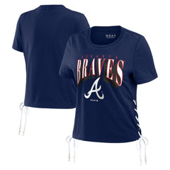 Atlanta Braves WEAR by Erin Andrews Women's Side Lace-Up Cropped T-Shirt - MLB