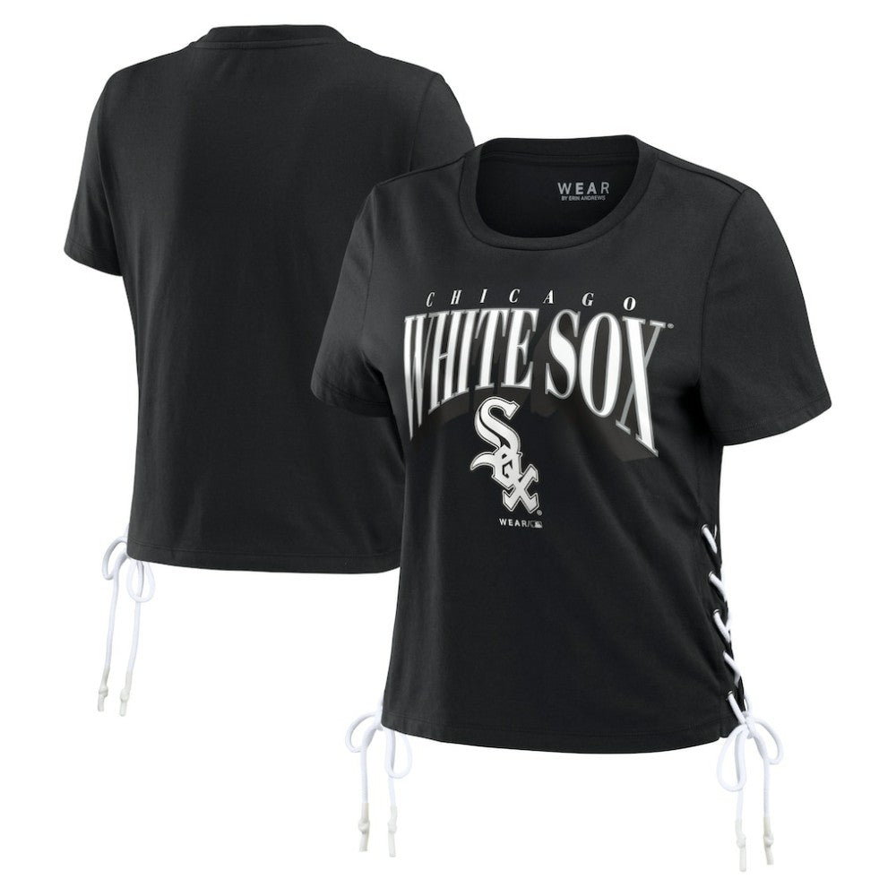 Chicago White Sox WEAR by Erin Andrews Women's Side Lace-Up Cropped T-Shirt - MLB