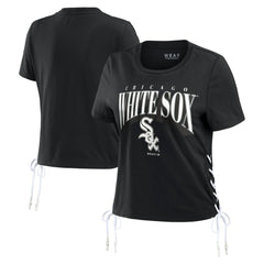 Chicago White Sox WEAR by Erin Andrews Women's Side Lace-Up Cropped T-Shirt - MLB