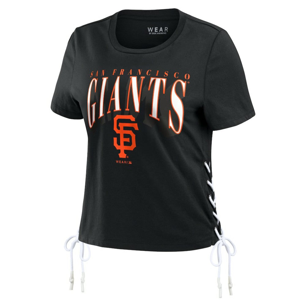 San Francisco Giants WEAR by Erin Andrews Women's Side Lace-Up Cropped T-Shirt - MLB