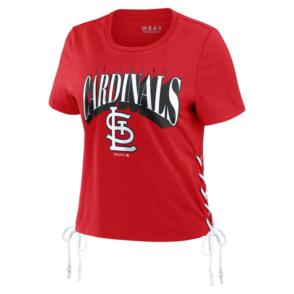 St. Louis Cardinals WEAR by Erin Andrews Women's Side Lace-Up Cropped T-Shirt - MLB