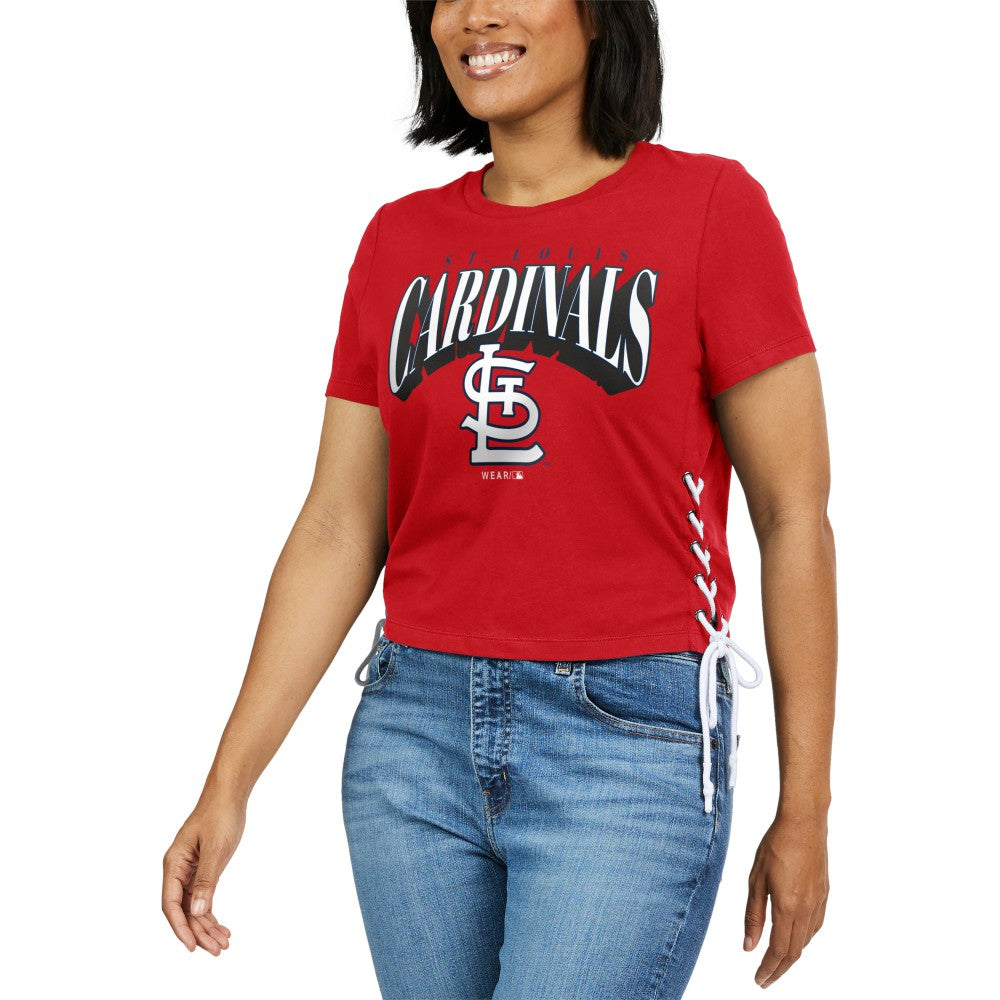 St. Louis Cardinals WEAR by Erin Andrews Women's Side Lace-Up Cropped T-Shirt - MLB