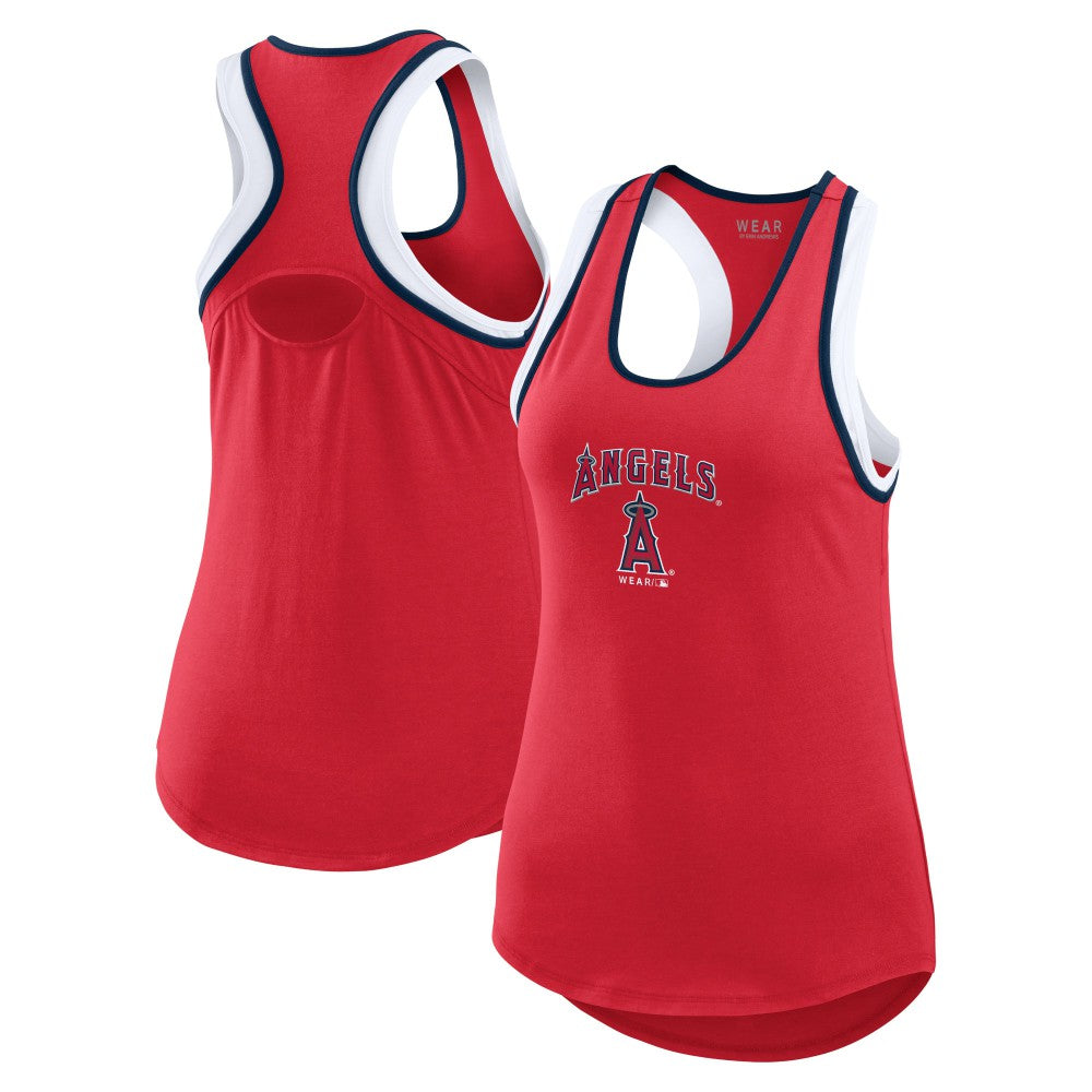 Los Angeles Angels WEAR by Erin Andrews Women's Colorblock Racerback Tank Top - MLB