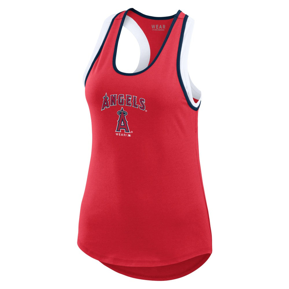 Los Angeles Angels WEAR by Erin Andrews Women's Colorblock Racerback Tank Top - MLB