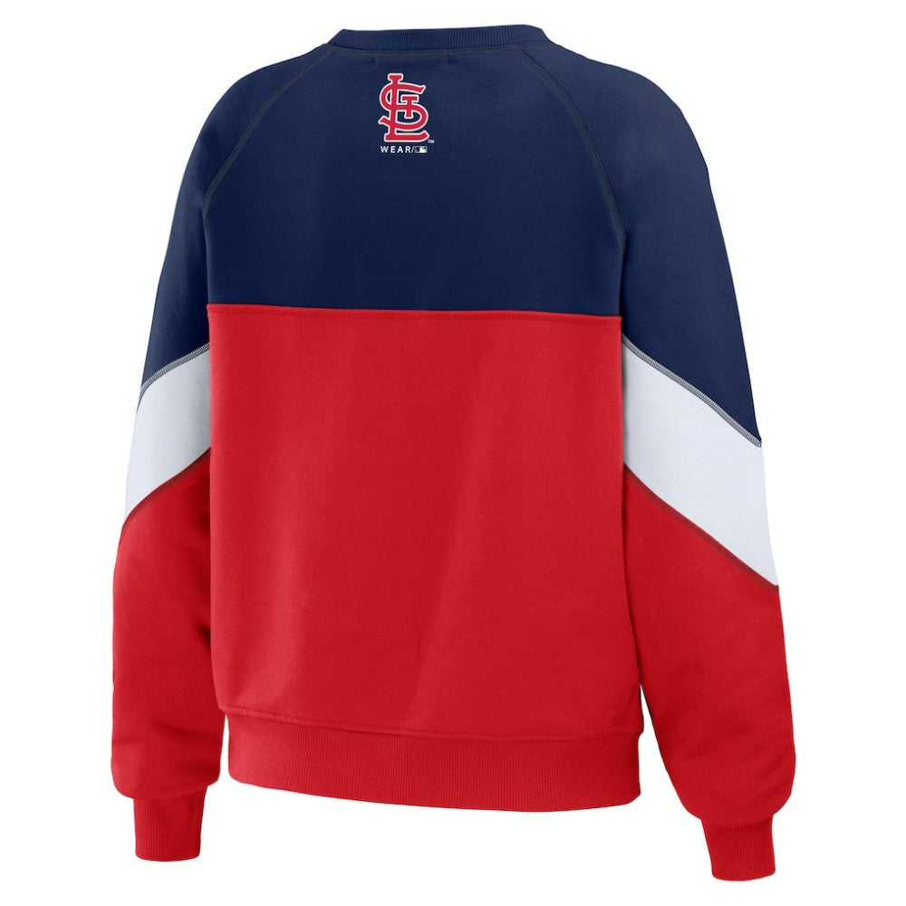 St. Louis Cardinals WEAR by Erin Andrews Women's Color Block Crew Neck Pullover Sweatshirt - MLB