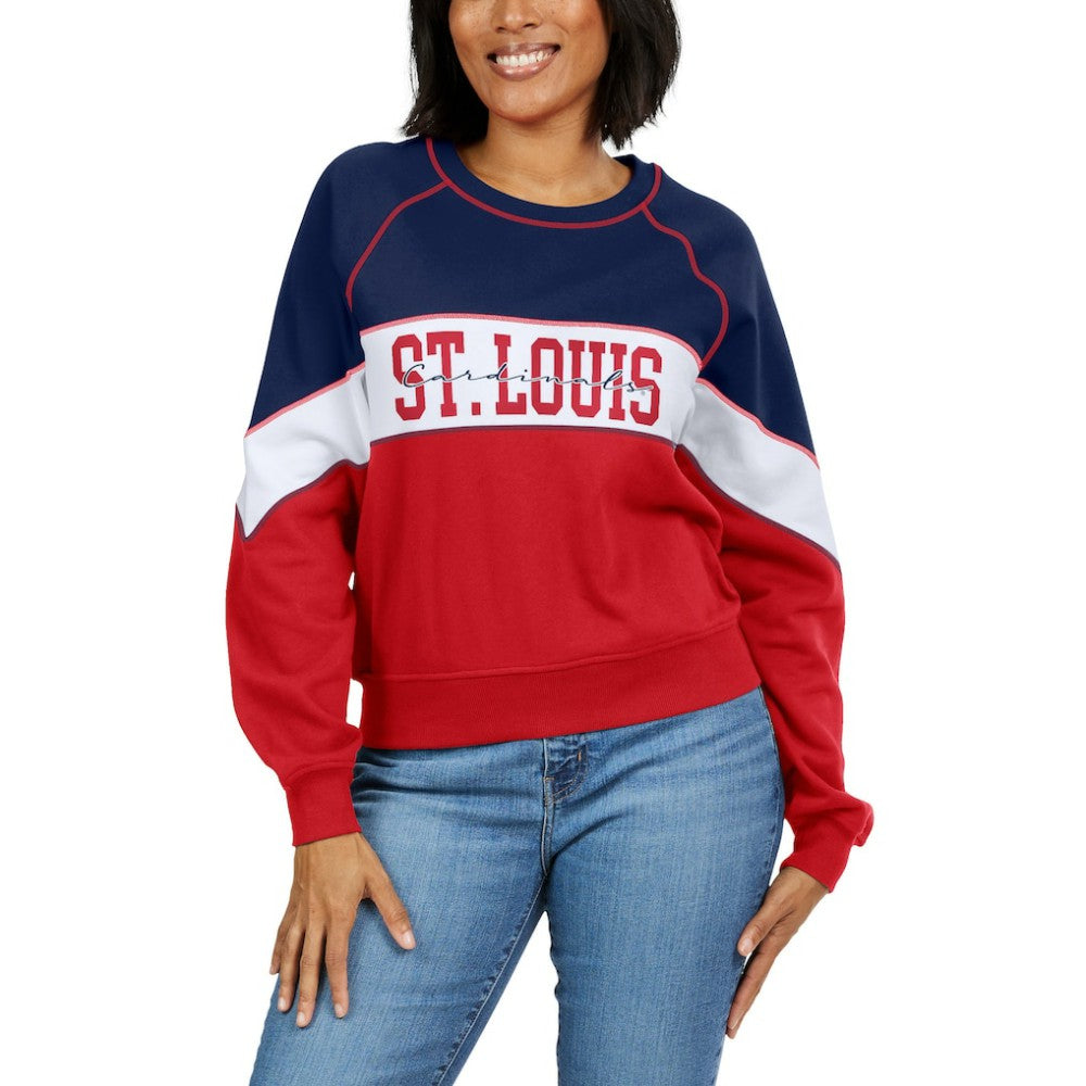 St. Louis Cardinals WEAR by Erin Andrews Women's Color Block Crew Neck Pullover Sweatshirt - MLB