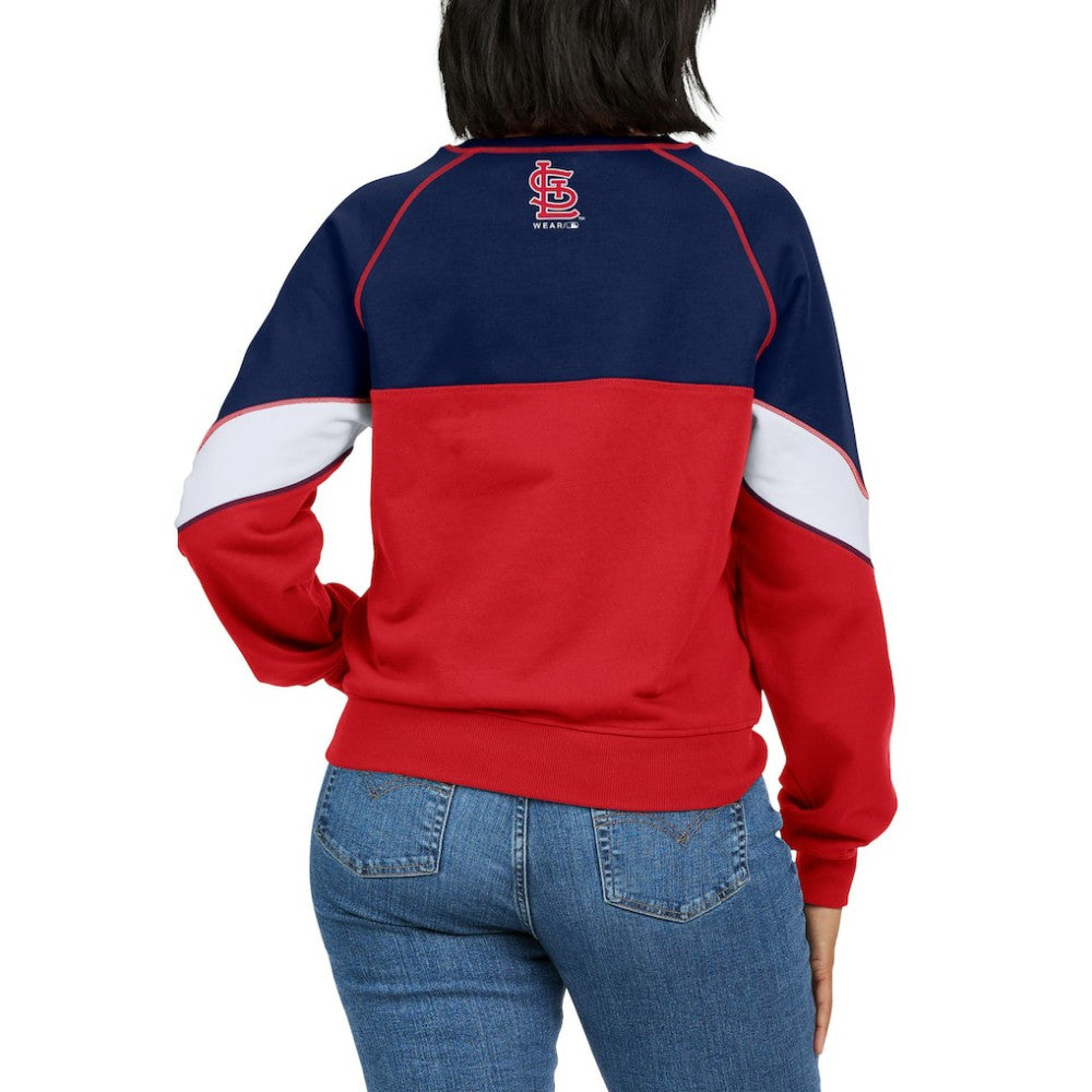 St. Louis Cardinals WEAR by Erin Andrews Women's Color Block Crew Neck Pullover Sweatshirt - MLB