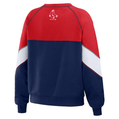 Boston Red Sox WEAR by Erin Andrews Women's Color Block Crew Neck Pullover Sweatshirt - MLB