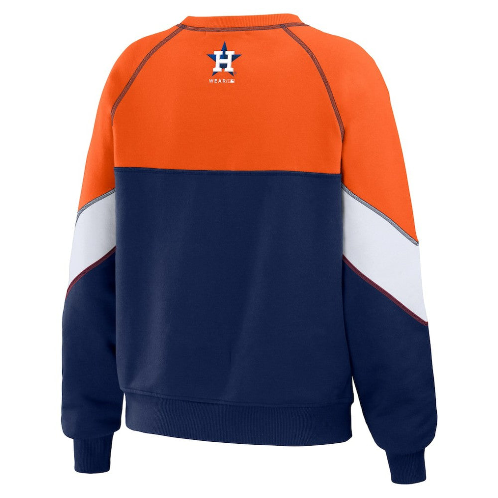 Houston Astros WEAR by Erin Andrews Women's Color Block Crew Neck Pullover Sweatshirt - MLB