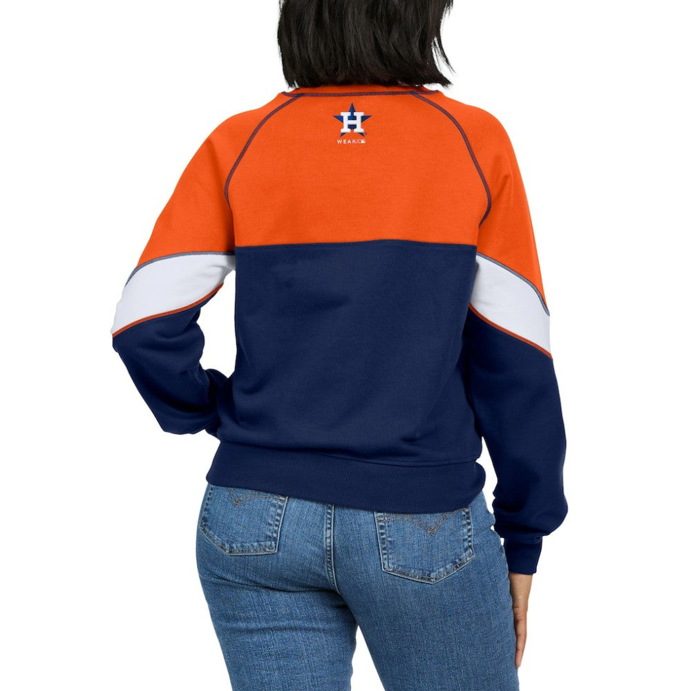 Houston Astros WEAR by Erin Andrews Women's Color Block Crew Neck Pullover Sweatshirt - MLB