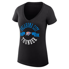 Oklahoma City Thunder G-III 4Her by Carl Banks Women's Super-Slim Fit Lightweight Large City Logo V-Neck T-Shirt Black - NBA